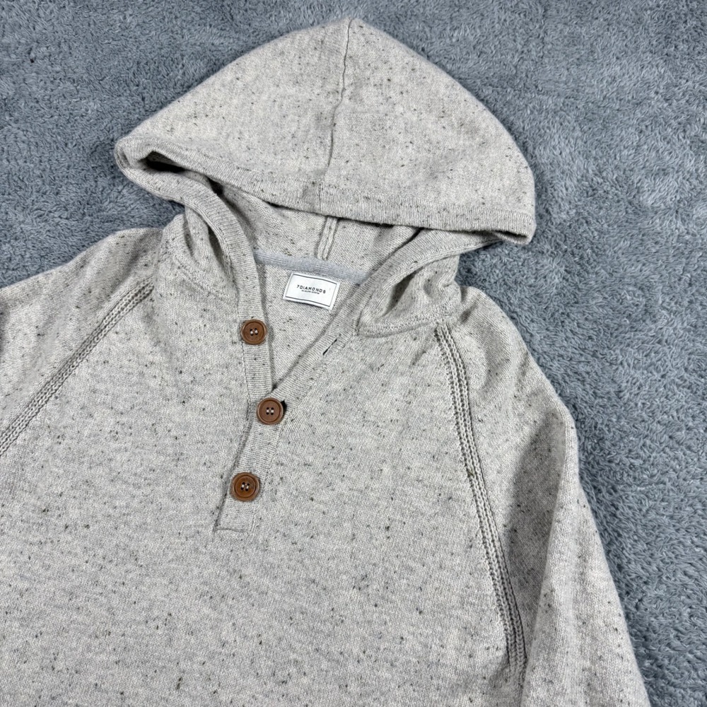 7 Diamonds Shasta Knit Sweater Pullover Hoodie Speckle Buttons Cream Size Large